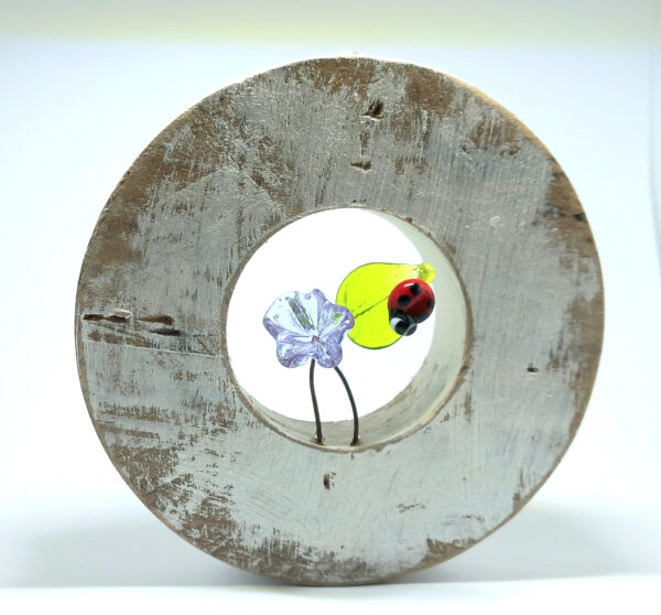 fiore foglia coccinella in vetro mini bonheur